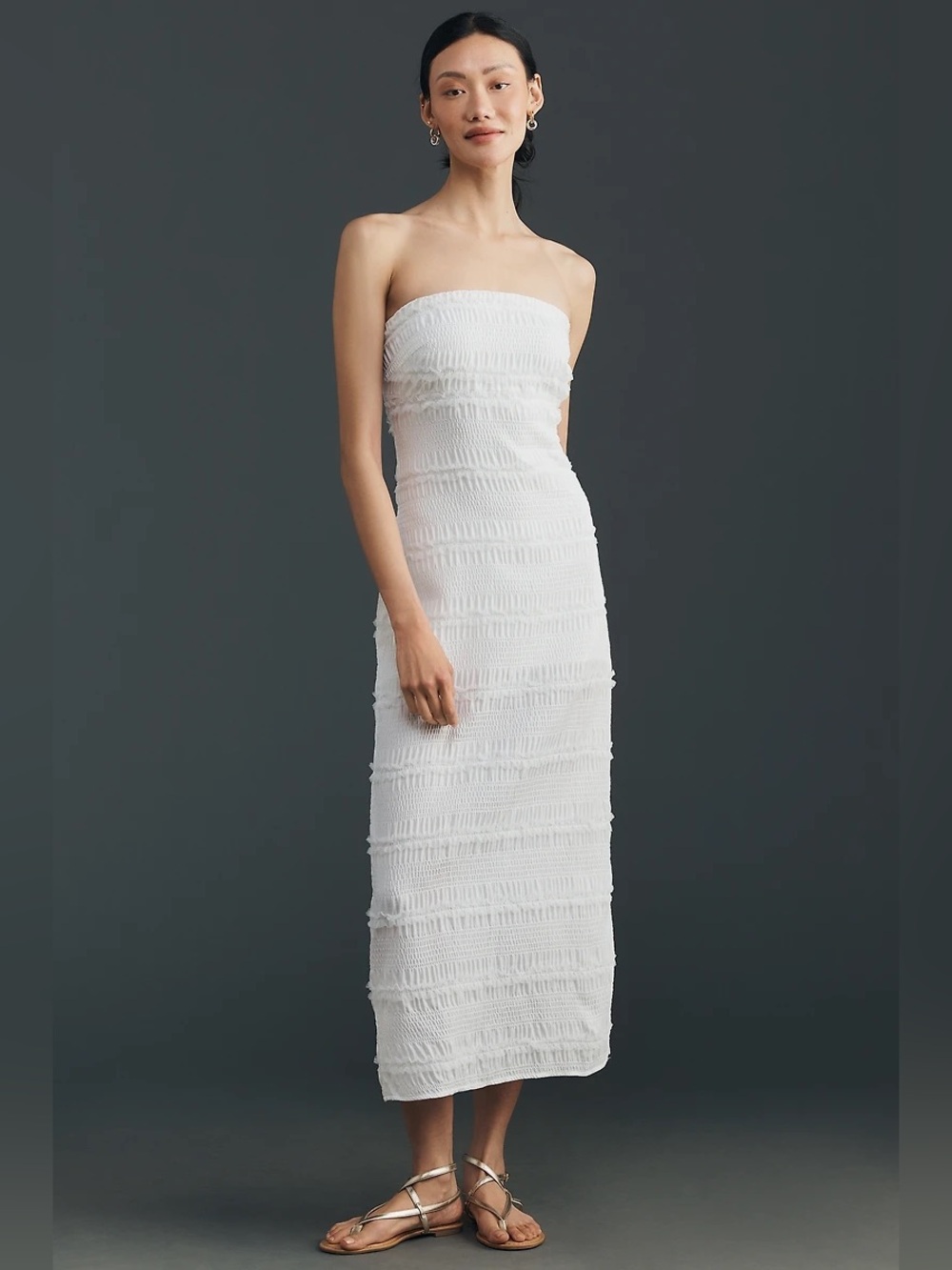 NWT Anthropologie Tilda Strapless Textured Dress in White Size XSmall
